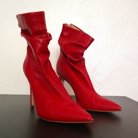 Jessica Simpson JP Lesley | Red Faux Leather Bootie Pointed Toe | Size 8M - Picture 1 of 5